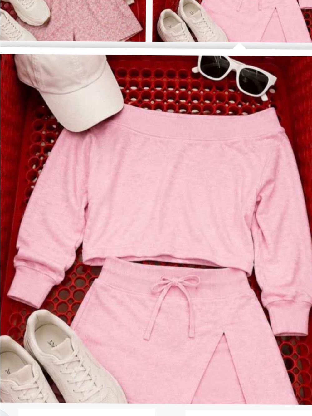 JoyLab Pink Cropped Sweatshirt & Drawstring Skirt Set - Picture 1 of 1